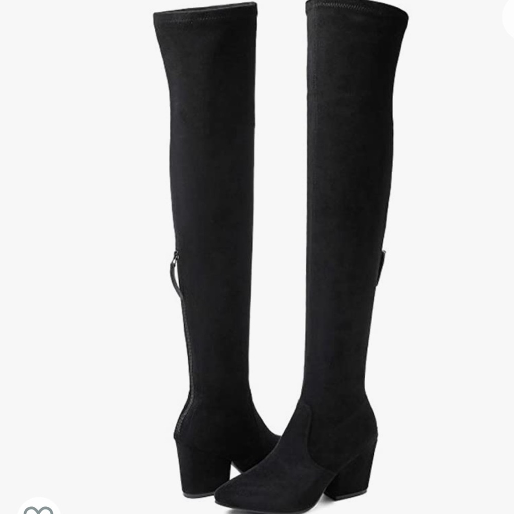 Over the Knee Suede Fashion Boots with Quality Comfort Square Heels. Size 7